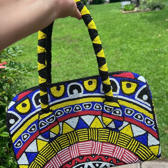 Sassy Jones Handbags - Sassy Jones Vibrant Red and Yellow Shoulder Bag